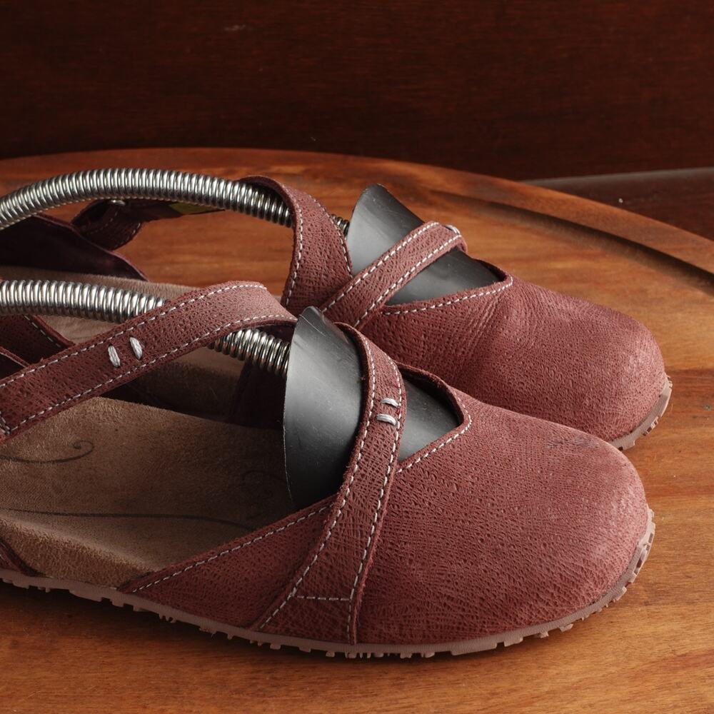 Ahnu Flats Womens SZ 7.5 Burgundy Tullia Ballet Mary Jane Leather Casual Shoes - Picture 5 of 14